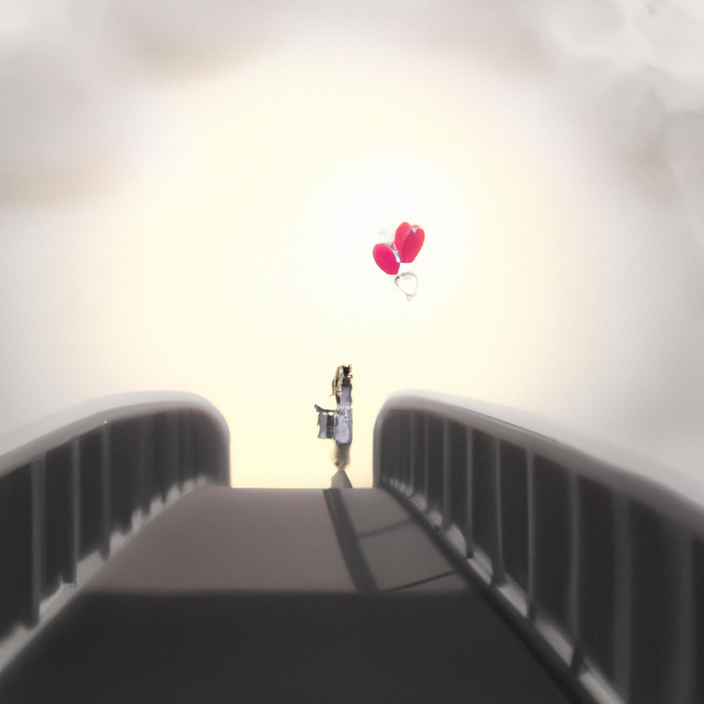 Digital art, Create an image of a person standing on a bridge, holding a banner in memory of a loved one who has passed away.