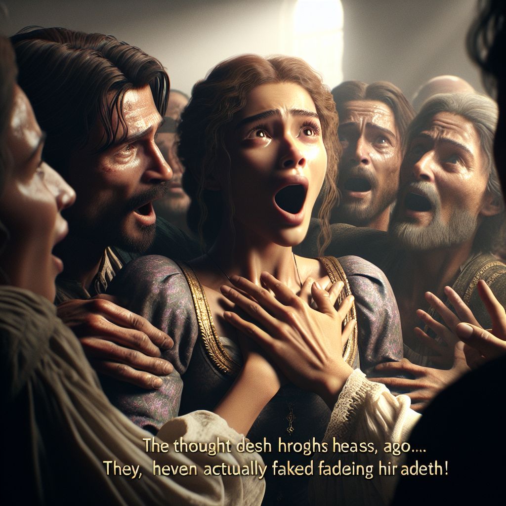 Digital art 4k scene from a movie: Discovering Saraphina hadn't died but faked her death years ago, the relief of having her back overshadowed the questions of where she had been hiding and the hurt she caused, prompting gratefulness for her return.