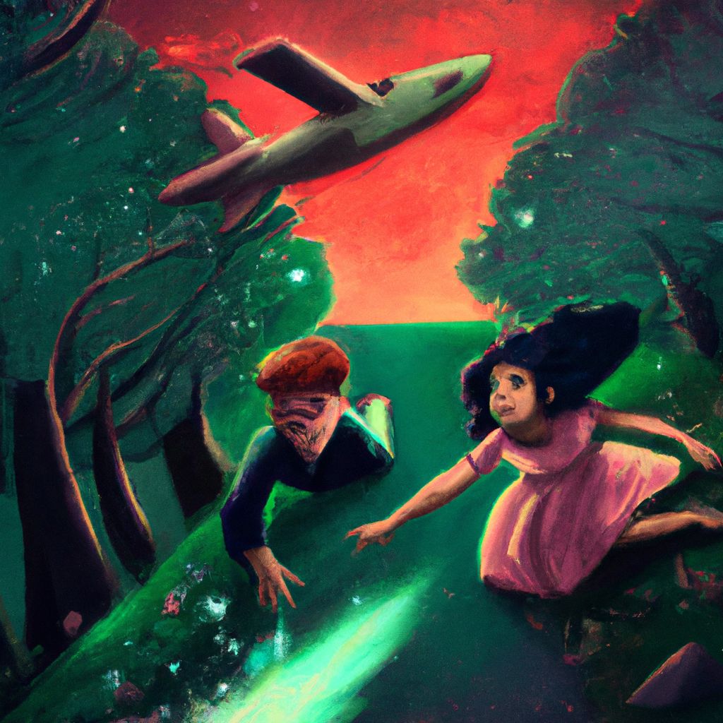 Digital art, In a surreal dream, a person finds themselves trapped in fear as their loved ones express the need to vomit, but an unexpected twist allows them to take control and embark on a beautiful flying adventure with their late sister.