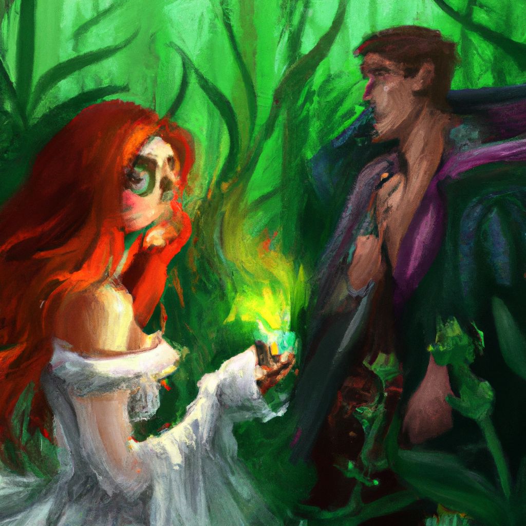 Digital art, The protagonist finds themselves falling in love with a girl who appears scary with hypodermic needles for hands and is infested with plants, leading to their desire to combine into one entity, ultimately realizing that their love transcends physical appearance.