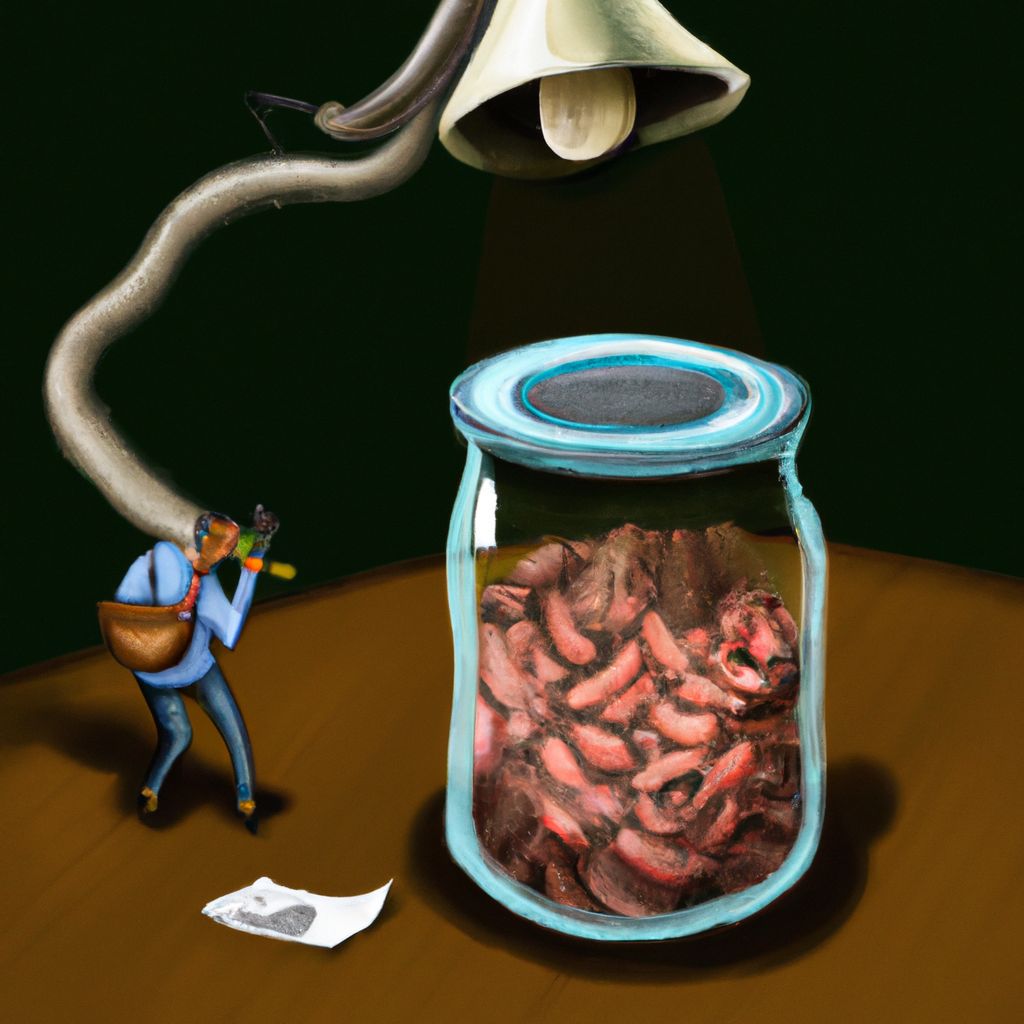 Digital art, A person finds a voice recorder in a jar of beans that tells them they will receive a large sum of money, but it will be dangerous for them and they must keep it a secret.