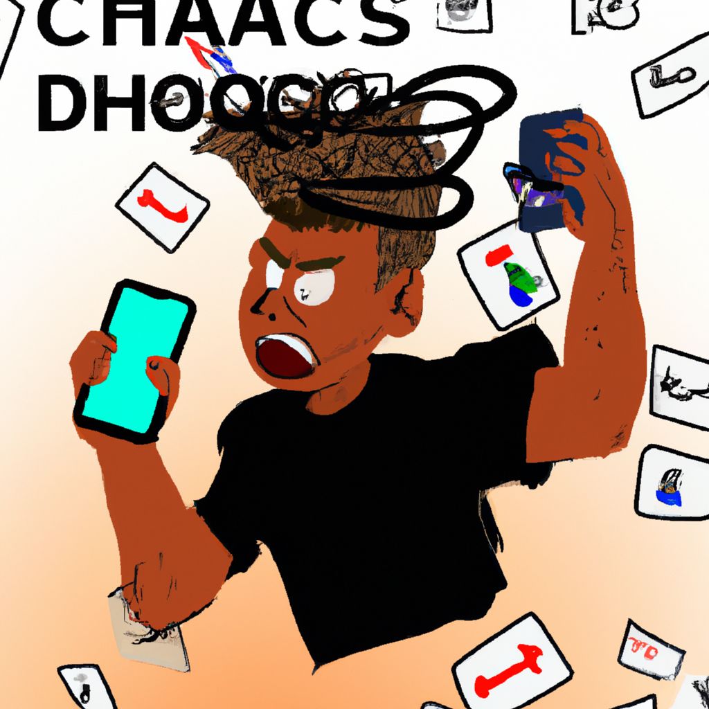 Digital art, A person's Apple ID gets hacked and they find themselves unable to control the messages being sent from their phone, causing chaos and confusion among their friends and family.