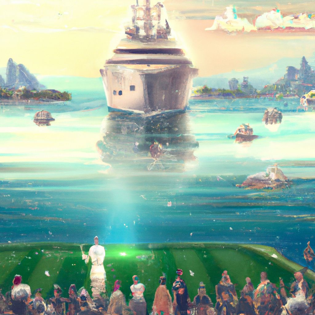Digital art, As the game unfolded, a giant yacht floated through a field of water during halftime, beckoning the dreamer and Mackenzie Davis to swim alongside it, only to encounter unexpected obstacles when they tried to gain access to a coveted VIP area.