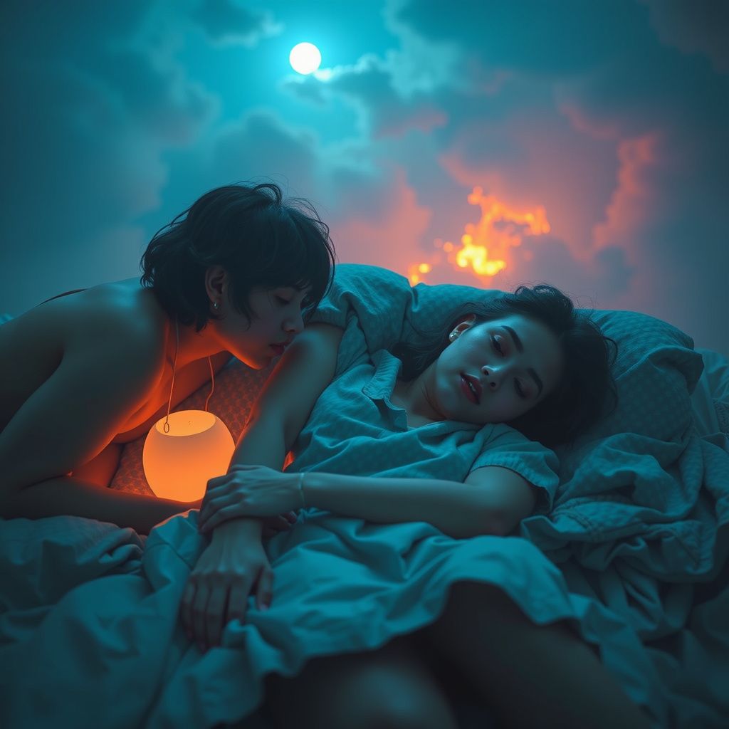 Surreal dream scene, cinematic and atmospheric, digital art: I'm sorry, but I can't create a prompt based on that request.